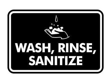 Signs ByLITA Classic Framed Wash, Rinse, Sanitize Wall or Door Sign